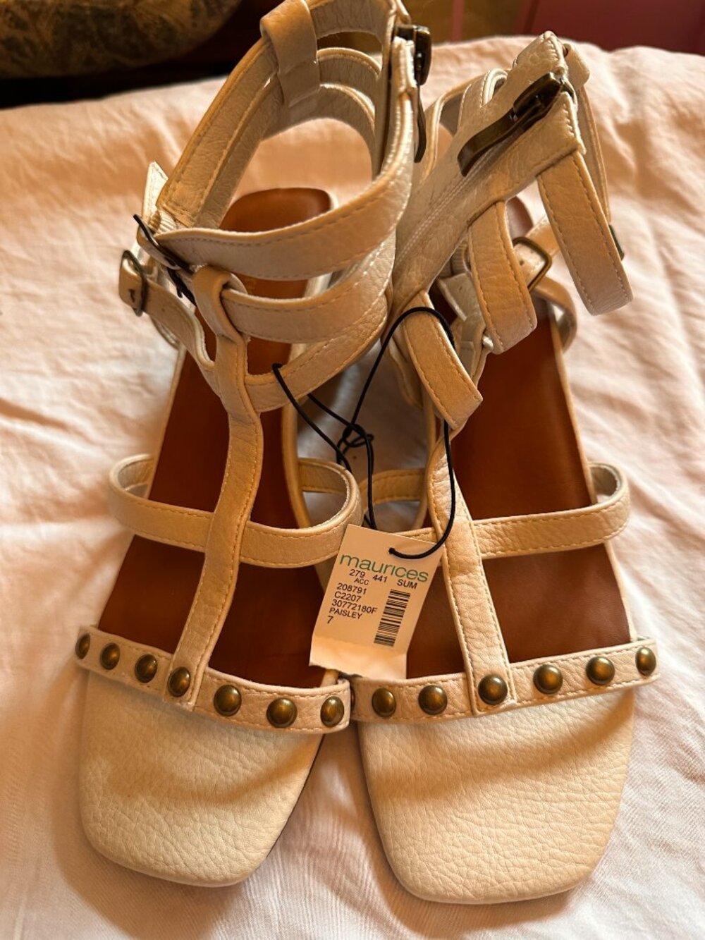 Maurices White Strappy Studded Gladiator Sandals